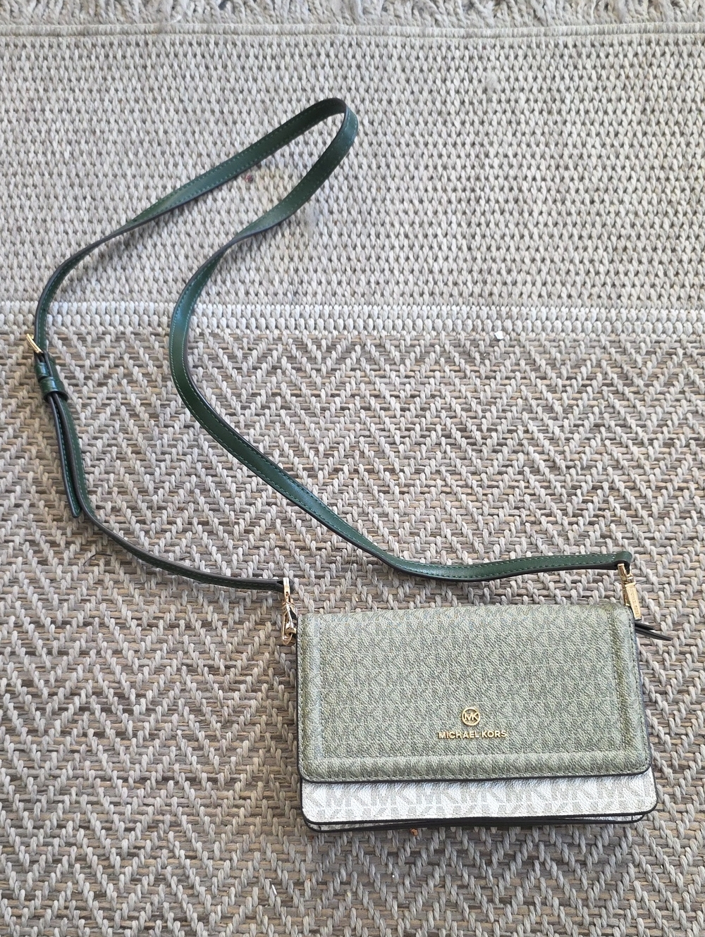 Michael Kors Sage Green Signature Crossbody with Gold Hardware